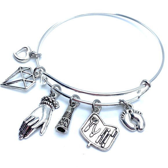 Nail Technician Bracelet Manicurist Salon Bangle Charms - Picture 2 of 4